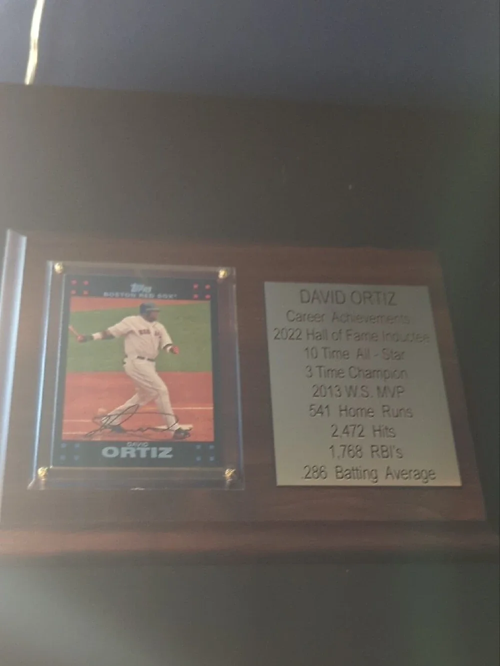 David Ortiz Commemorative Plaque - Brown and Silver